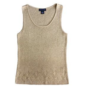 Ann Taylor Gold Metallic Sleeveless Sweater Top S